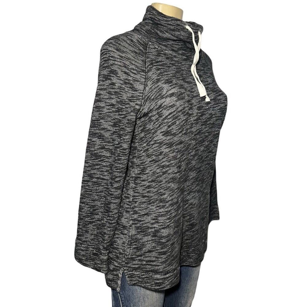 J.CREW Mock Neck‎ Black Gray Funnel Neck Pullover Sweater Pockets Women’s S/M